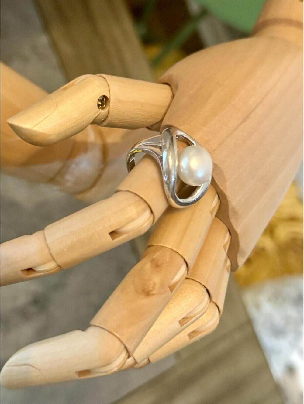 925 Sterling Silver Cultured Pearl Swirl Wrap Ring Size 8 - Picture 7 of 9